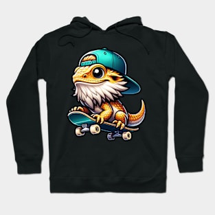 Cute Skateboarding Bearded Dragon Hoodie